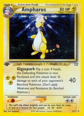 PSA 10 Pokémon Ampharos #1 — Neo Genesis 1st Edition (2000)