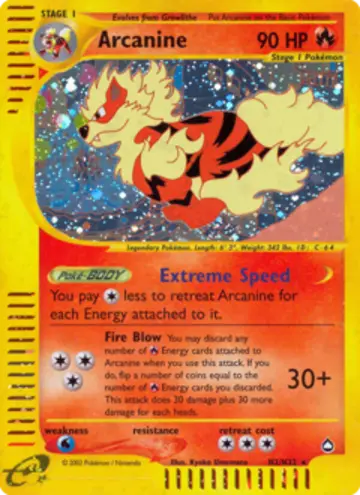 PSA 10 Pokémon Arcanine #H2 — Aquapolis (2003)