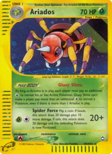 PSA 10 Pokémon Ariados #H3 — Aquapolis (2003)