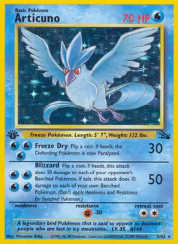 PSA 10 Pokémon Articuno #2 — Fossil 1st Edition (1999)