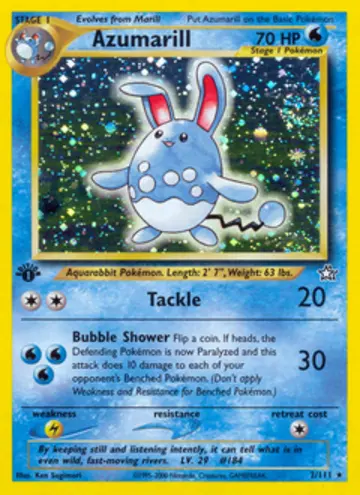 PSA 10 Pokémon Azumarill #2 — Neo Genesis 1st Edition (2000)