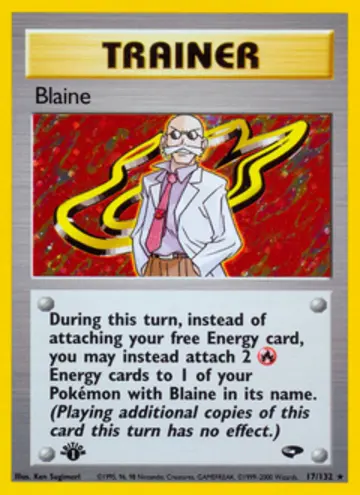 PSA 10 Pokémon Blaine #17 — Gym Challenge 1st Edition (2000)
