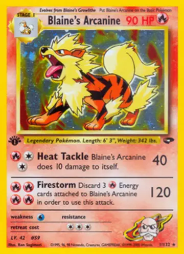 PSA 10 Pokémon Blaine's Arcanine #1 — Gym Challenge 1st Edition (2000)
