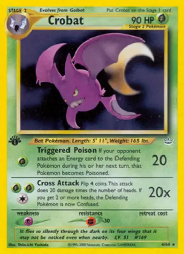 PSA 10 Pokémon Crobat #4 — Neo Revelation 1st Edition (2001)