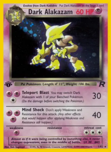 PSA 10 Pokémon Dark Alakazam #1 — Team Rocket 1st Edition (2000)