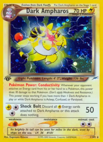 PSA 10 Pokémon Dark Ampharos #1 — Neo Destiny 1st Edition (2002)