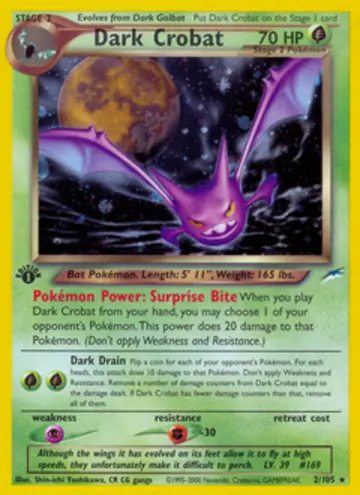 PSA 10 Pokémon Dark Crobat #2 — Neo Destiny 1st Edition (2002)