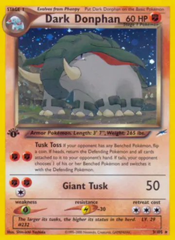 PSA 10 Pokémon Dark Donphan #3 — Neo Destiny 1st Edition (2002)