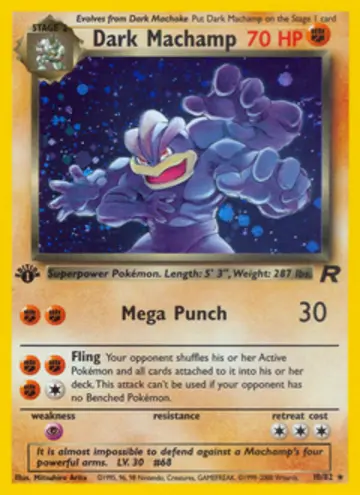 PSA 10 Pokémon Dark Machamp #10 — Team Rocket 1st Edition (2000)