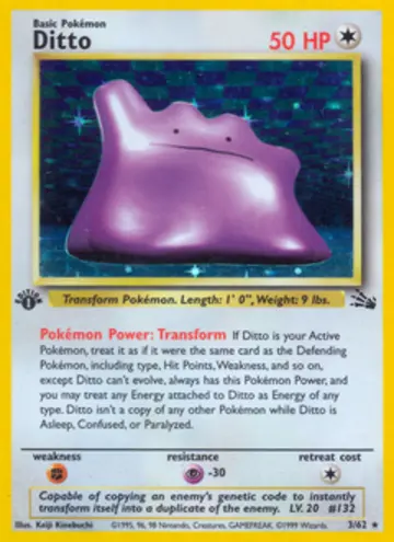 PSA 10 Pokémon Ditto #3 — Fossil 1st Edition (1999)