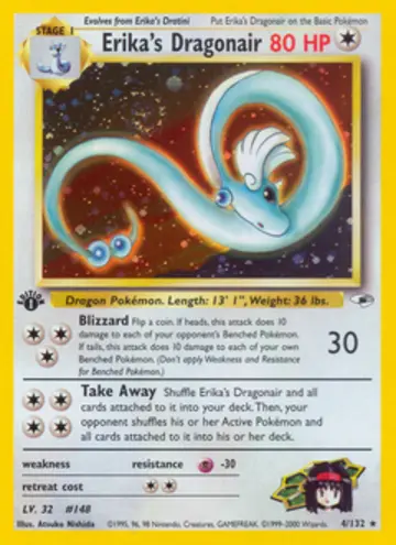 PSA 10 Pokémon Erikas Dragonir #4 — Gym Heroes 1st Edition (2000)