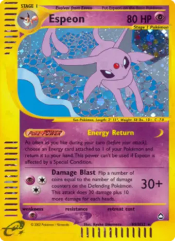 PSA 10 Pokémon Espeon #H9 — Aquapolis (2003)