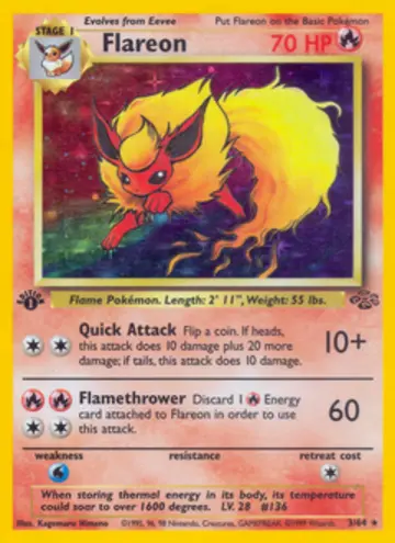 PSA 10 Pokémon Flareon #3 — Jungle 1st Edition (1999)