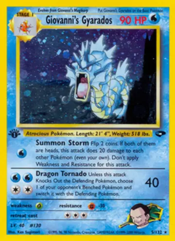 PSA 10 Pokémon Giovanni's Gyarados #5 — Gym Challenge 1st Edition (2000)