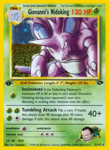 PSA 10 Pokémon Giovanni's Nidoking #7 — Gym Challenge 1st Edition (2000)