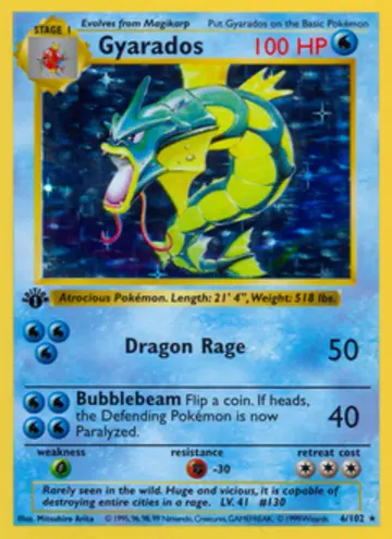 PSA 10 Pokémon Gyarados #6 — Base Set Shadowless (1999)