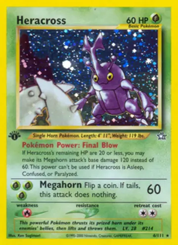 PSA 10 Pokémon Heracross #6 — Neo Genesis 1st Edition (2000)