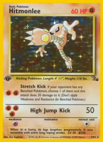 PSA 10 Pokémon Hitmonlee #7 — Fossil 1st Edition (1999)