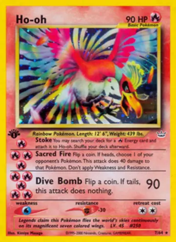 PSA 10 Pokémon Ho-oh #7 — Neo Revelation 1st Edition (2001)