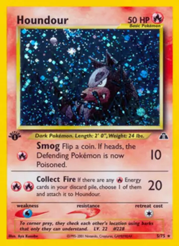 PSA 10 Pokémon Houndour #5 — Neo Discovery 1st Edition (2001)