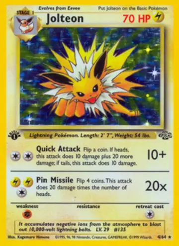 PSA 10 Pokémon Jolteon #4 — Jungle 1st Edition (1999)