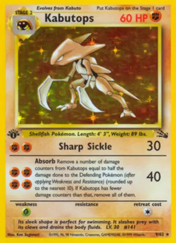 PSA 10 Pokémon Kabutops #9 — Fossil 1st Edition (1999)