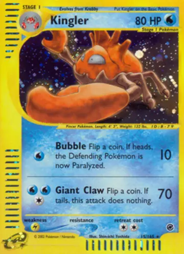 PSA 10 Pokémon Kingler #15 — Expedition (2002)