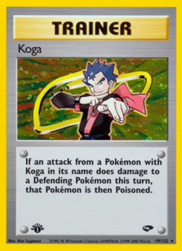 PSA 10 Pokémon Koga #19 — Gym Challenge 1st Edition (2000)