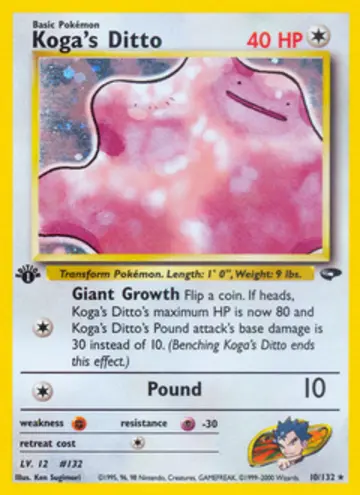 PSA 10 Pokémon Koga's Ditto #10 — Gym Challenge 1st Edition (2000)