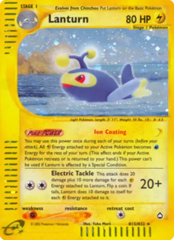 PSA 10 Pokémon Lanturn #H15 — Aquapolis (2003)