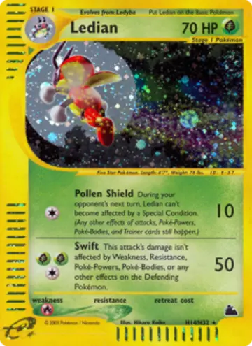 PSA 10 Pokémon Ledian #H14 — Skyridge (2003)