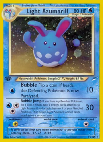 PSA 10 Pokémon Light Azumarill #13 — Neo Destiny Unlimited (2002)