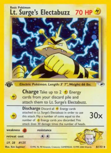 PSA 10 Pokémon Major Bobs Elektek #6 — Gym Heroes 1st Edition (2000)