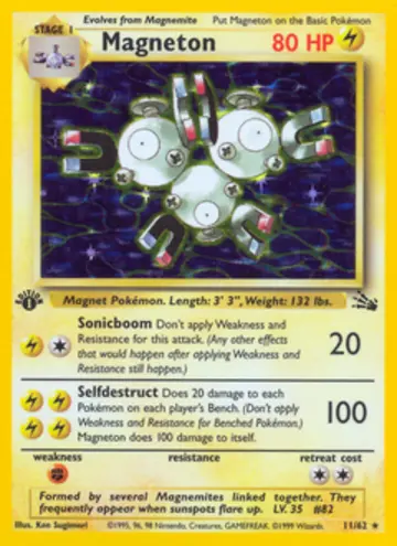 PSA 10 Pokémon Magneton #11 — Fossil 1st Edition (1999)