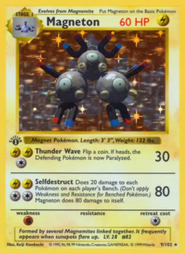 PSA 10 Pokémon Magneton #9 — Base Set Shadowless (1999)