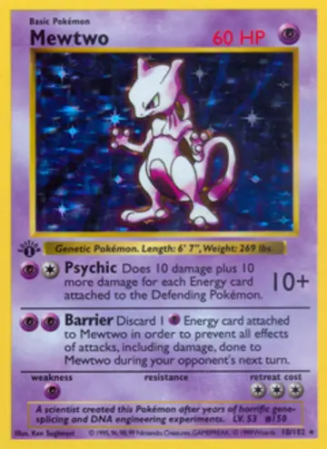 PSA 10 Pokémon Mewtwo #10 — Base Set Shadowless (1999)