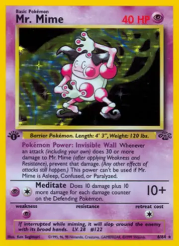 PSA 10 Pokémon Mr. Mime #6 — Jungle 1st Edition (1999)