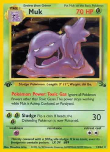 PSA 10 Pokémon Muk #13 — Fossil 1st Edition (1999)