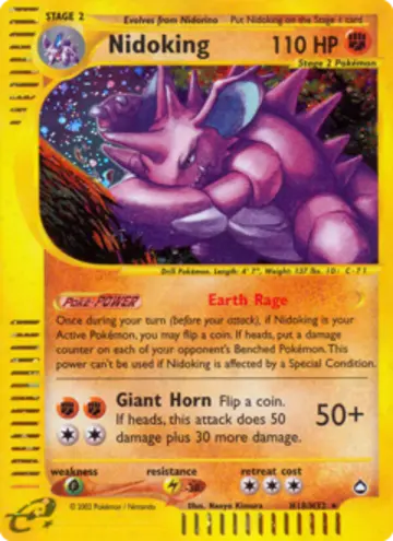 PSA 10 Pokémon Nidoking #H18 — Aquapolis (2003)