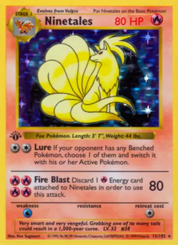 PSA 10 Pokémon Ninetales #12 — Base Set Shadowless (1999)