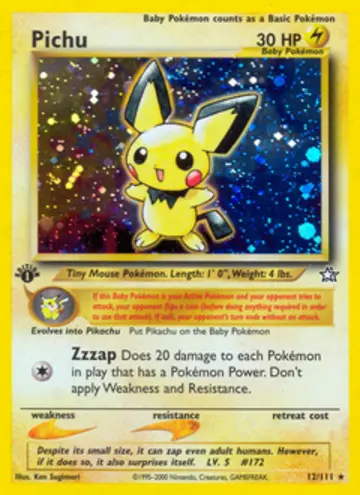 PSA 10 Pokémon Pichu #12 — Neo Genesis 1st Edition (2000)