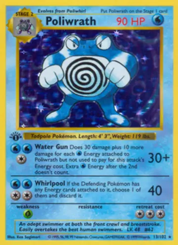 PSA 10 Pokémon Poliwrath #13 — Base Set Shadowless (1999)