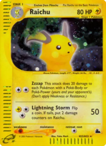 PSA 10 Pokémon Raichu #H25 — Skyridge (2003)
