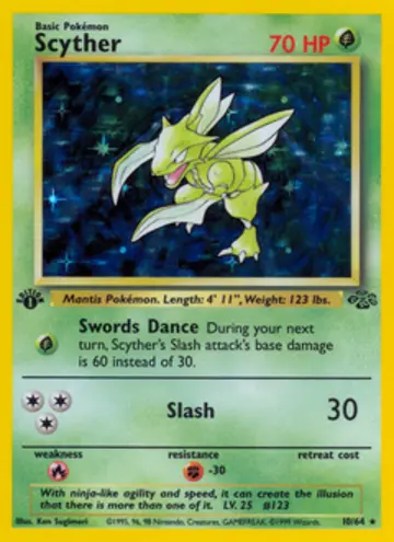PSA 10 Pokémon Scyther #10 — Jungle 1st Edition (1999)