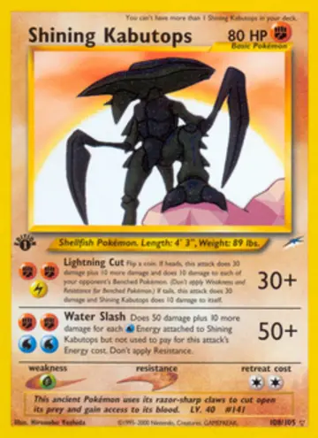 PSA 10 Pokémon Shining Kabutops #108 — Neo Destiny Unlimited (2002)