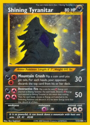 PSA 10 Pokémon Shining Tyranitar #113 — Neo Destiny 1st Edition (2002)