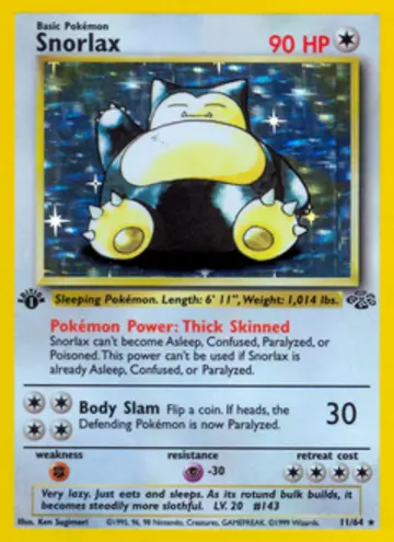 PSA 10 Pokémon Snorlax #11 — Jungle 1st Edition (1999)