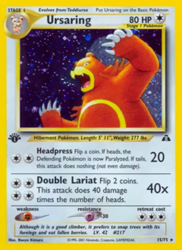 PSA 10 Pokémon Ursaring #15 — Neo Discovery 1st Edition (2001)