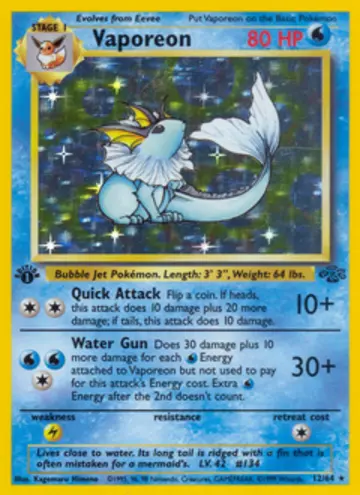 PSA 10 Pokémon Vaporeon #12 — Jungle Unlimited (1999)