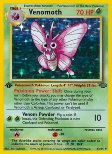 PSA 10 Pokémon Venomoth #13 — Jungle 1st Edition (1999)